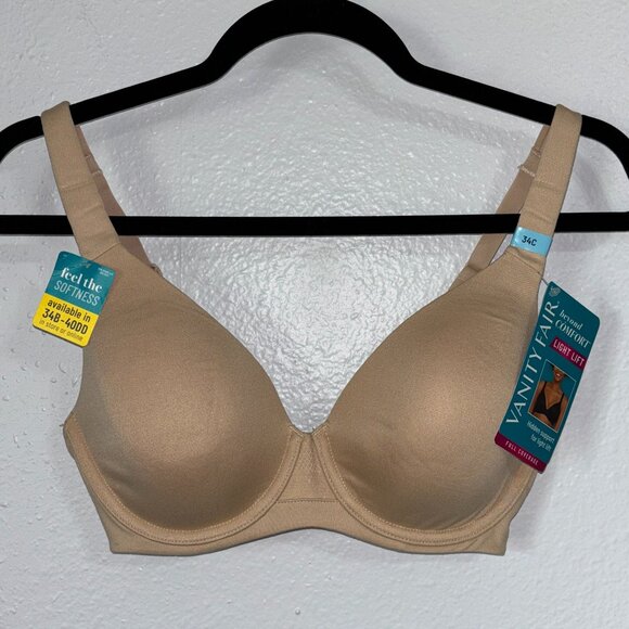 Vanity Fair Beyond Comfort Light Lift Bra 34C Nude Style 75204 Full Coverage - Picture 1 of 12